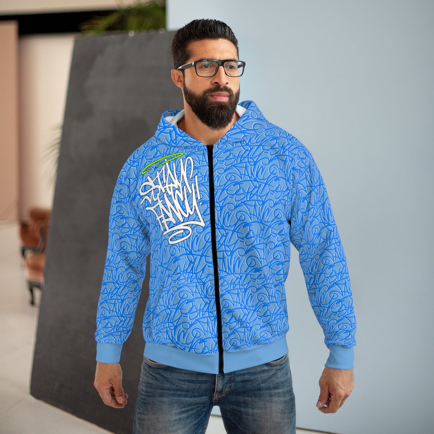 SF Blue Graffiti HS Zip Badass Hoodie