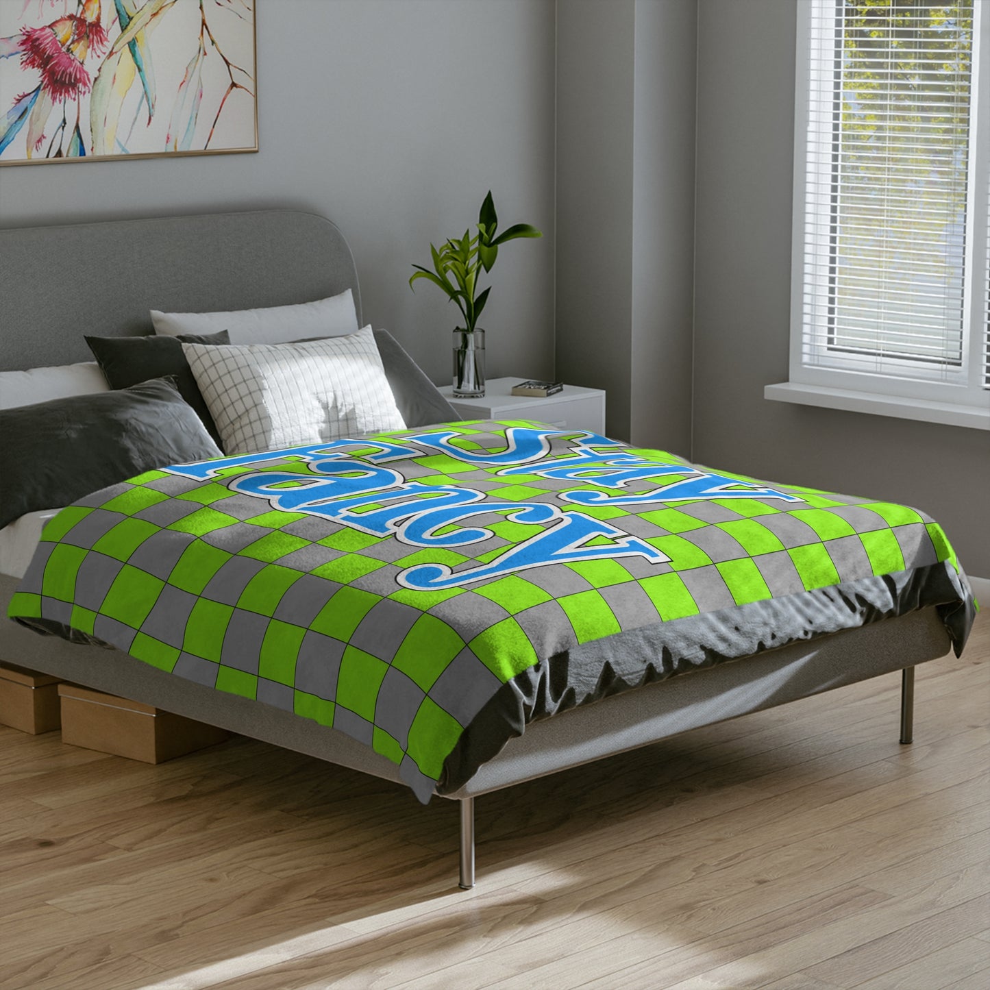 Checkers Disaster Lime Minky Blanket